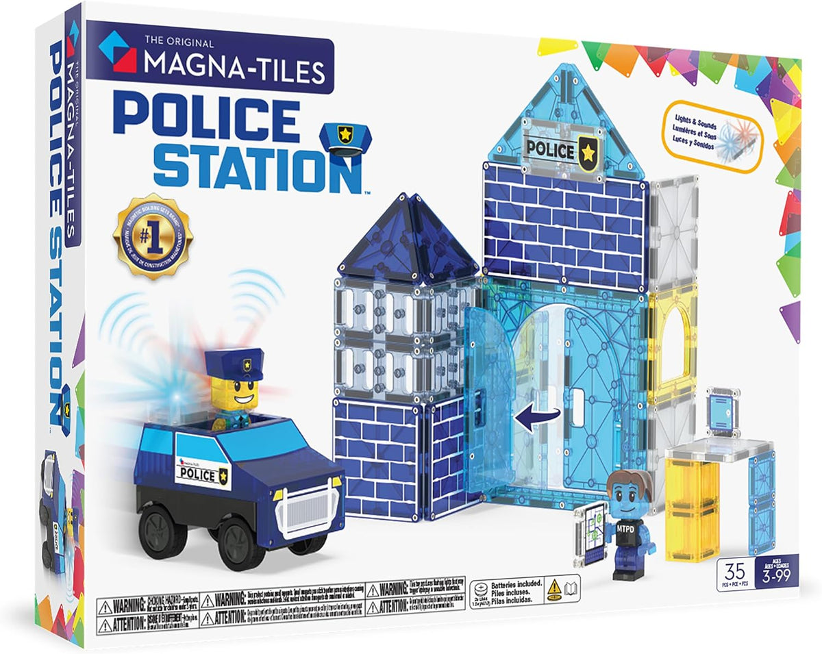 Police station built from colorful magnetic construction tiles