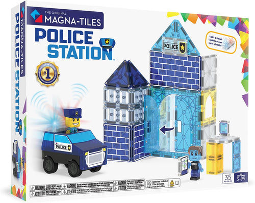 Police station built from colorful magnetic construction tiles