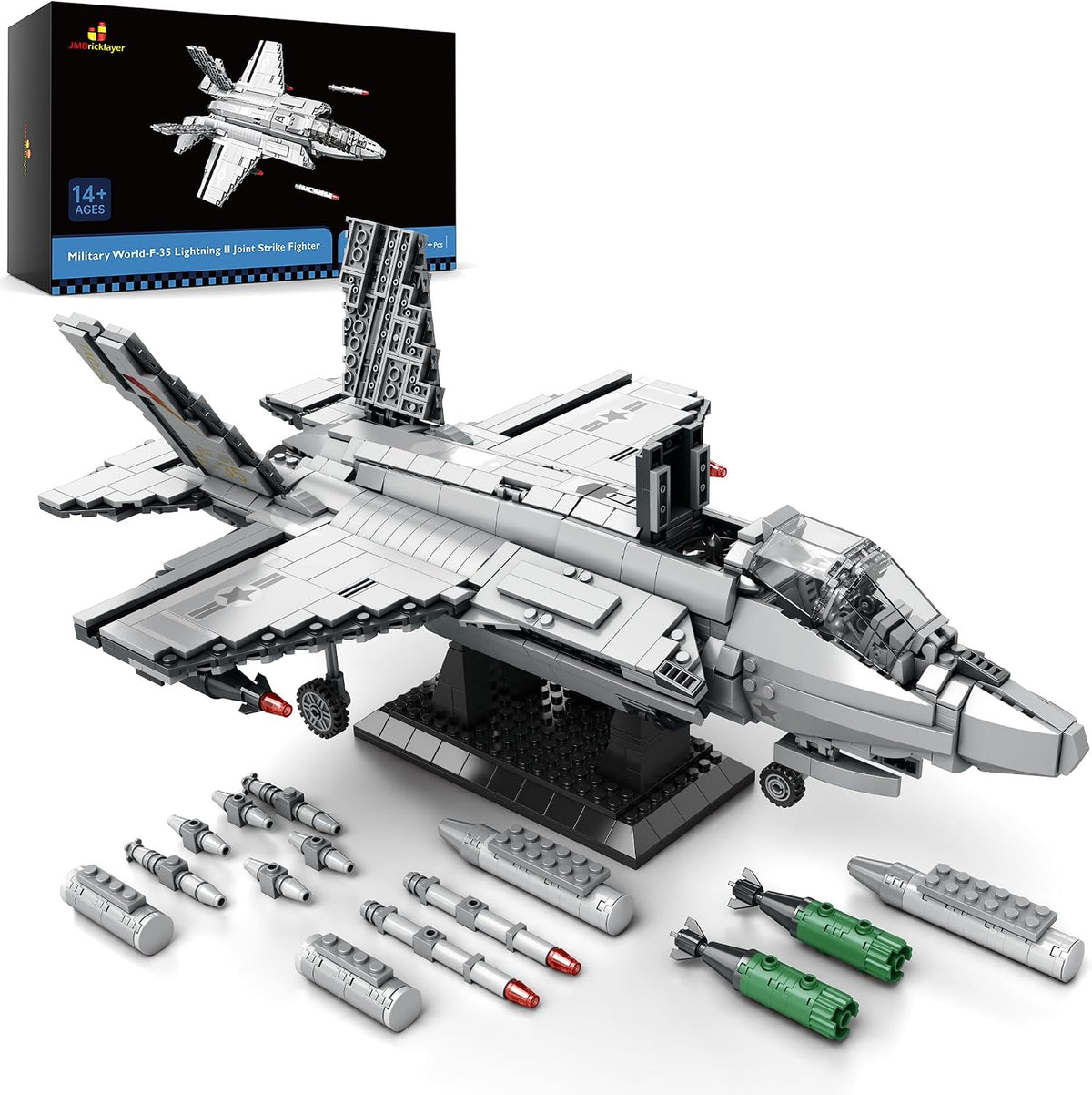 Built stealth fighter jet brick display model