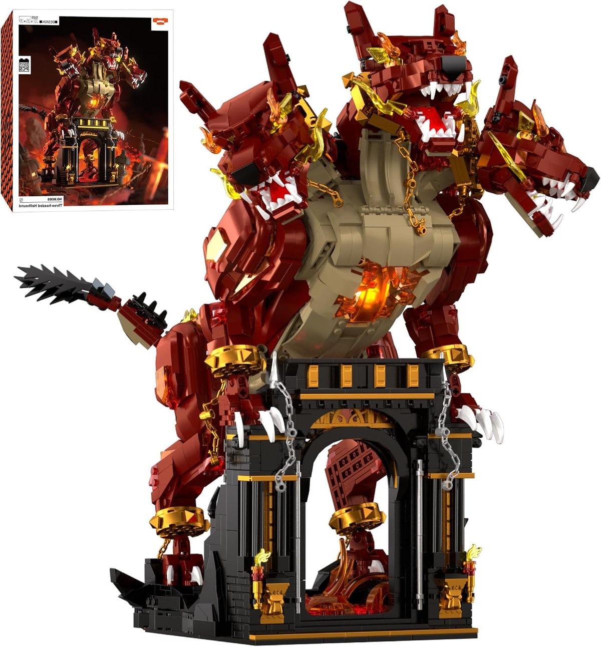 Brick-built sea dragon rising from waves beside a ship above a sunken temple – view 2
