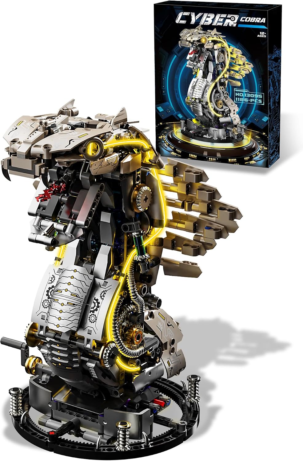 Brick-built mechanical octopus with glowing LED lights and jointed tentacles – view 9