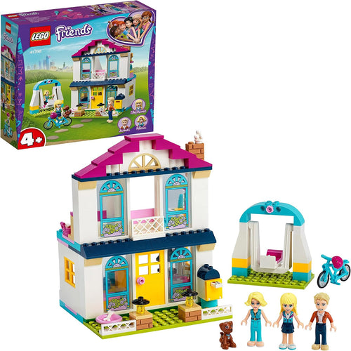 Small brick-built family dollhouse with open rooms for role play