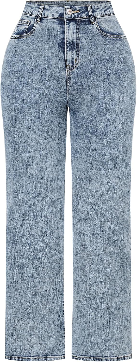 Women's High Waisted Wide Leg Jeans - Distressed Stretch Denim in Fourteen Washes for Casual Days - 6 (13)