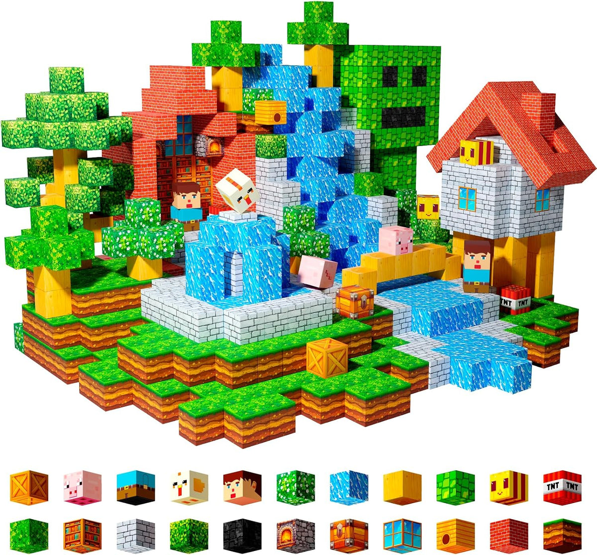 Magnetic 0.8-inch cube blocks built into a lava dig scene – view 9