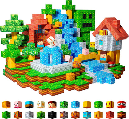 Magnetic 0.8-inch cube blocks built into a lava dig scene – view 9