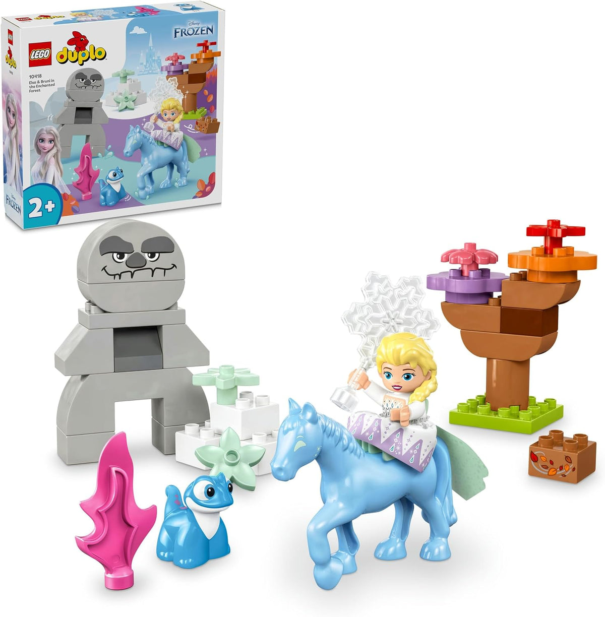 Toddler large-brick forest scene with ice princess, salamander and water horse figures