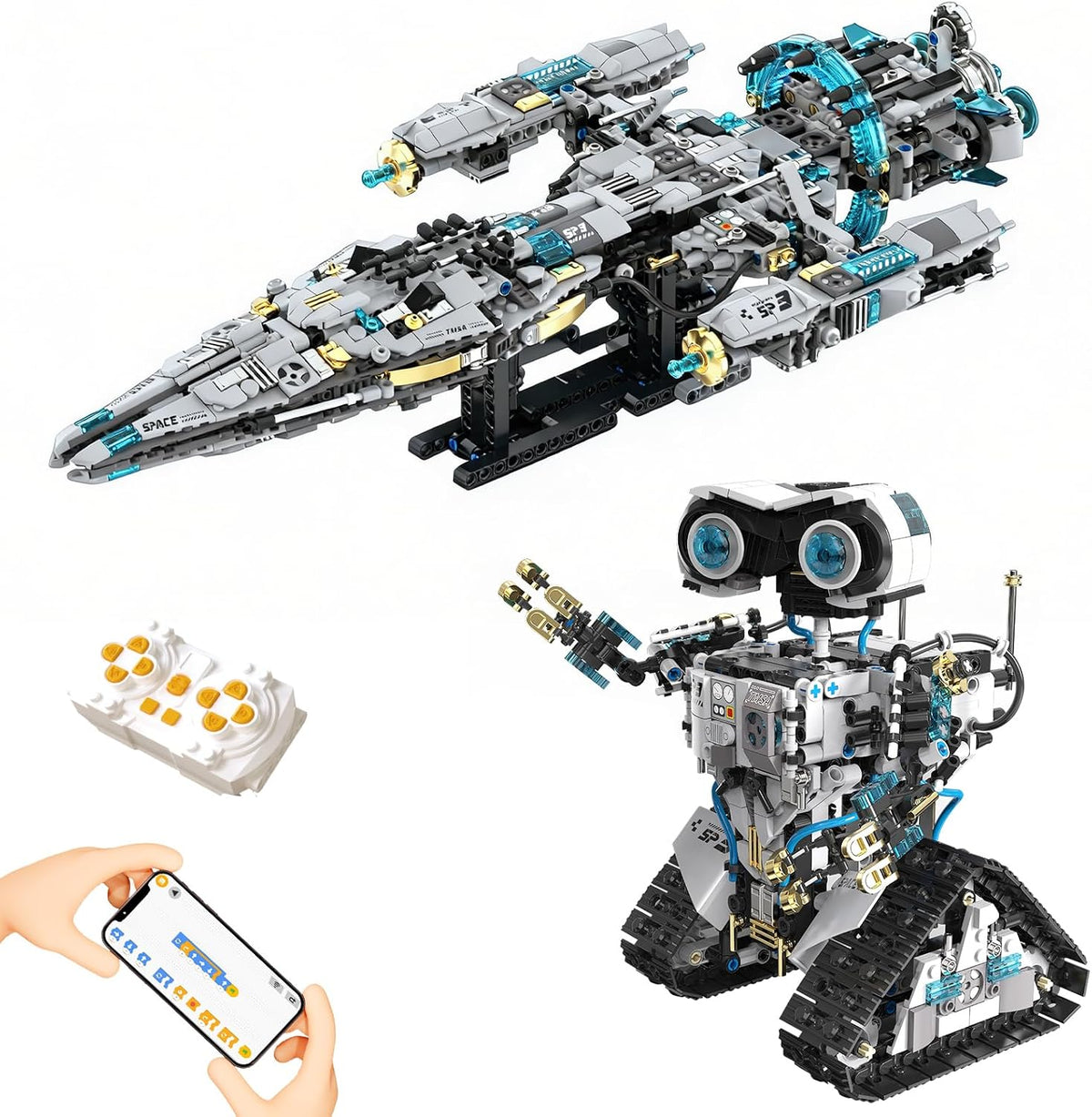 Assembled coding robot from a 757-piece 5-in-1 kit with remote – view 5