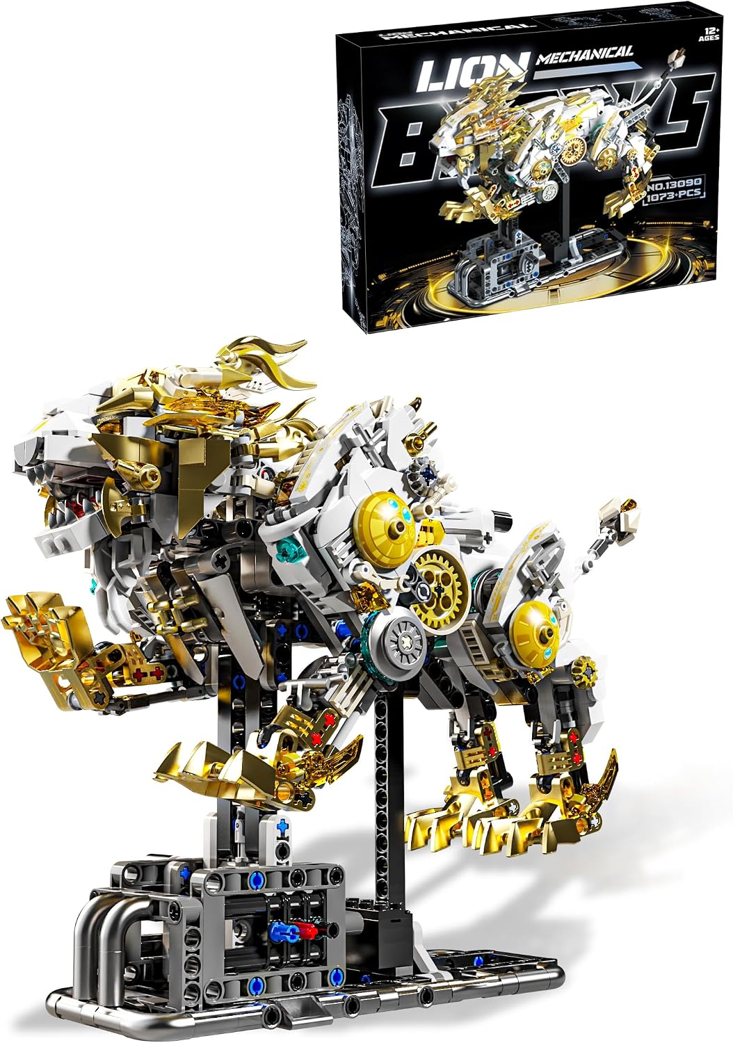 Brick-built mechanical octopus with glowing LED lights and jointed tentacles – view 6