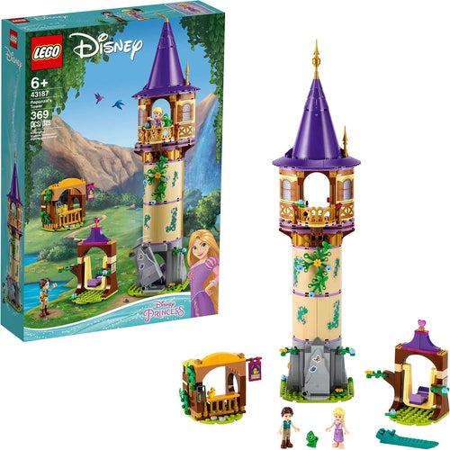 Built four-room fairy-tale princess tower brick set with swing and two mini-dolls