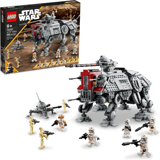 Brick-built six-legged armored walker with heavy cannon and trooper minifigures