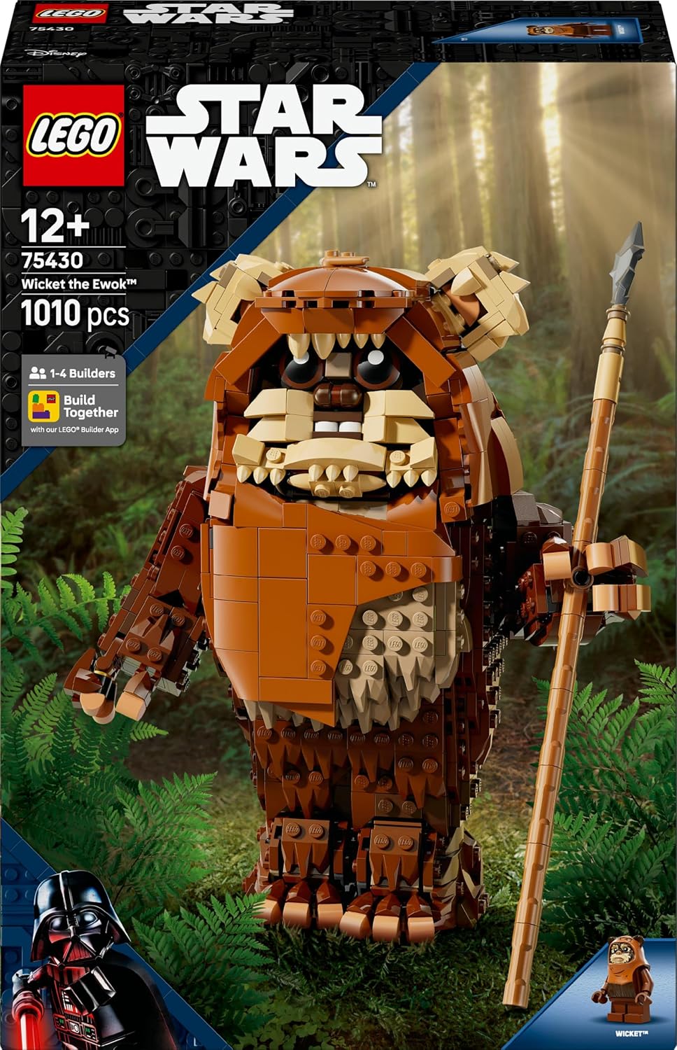Brick-built furry forest warrior figure in a hood holding a spear