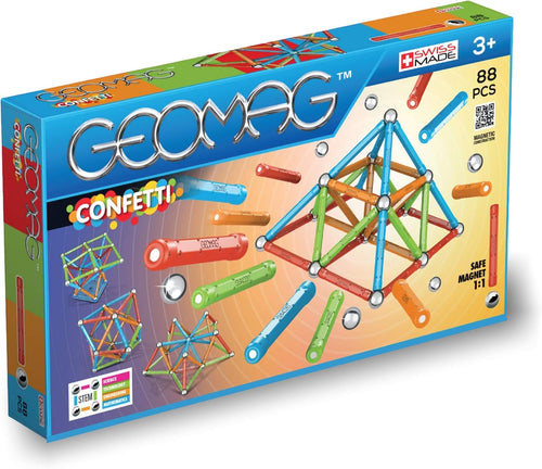 Colorful magnetic sticks and silver balls built into a 3D frame