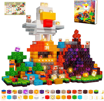 Magnetic 0.8-inch cube blocks built into a lava dig scene – view 10