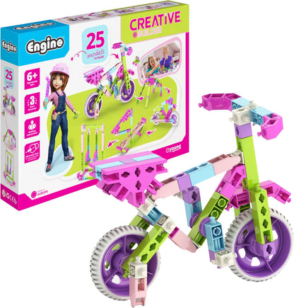 Colorful motorized toy vehicle built from snap construction parts – view 2