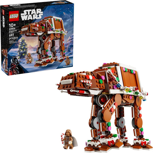 Brown gingerbread-style brick walker with four legs and white icing trim