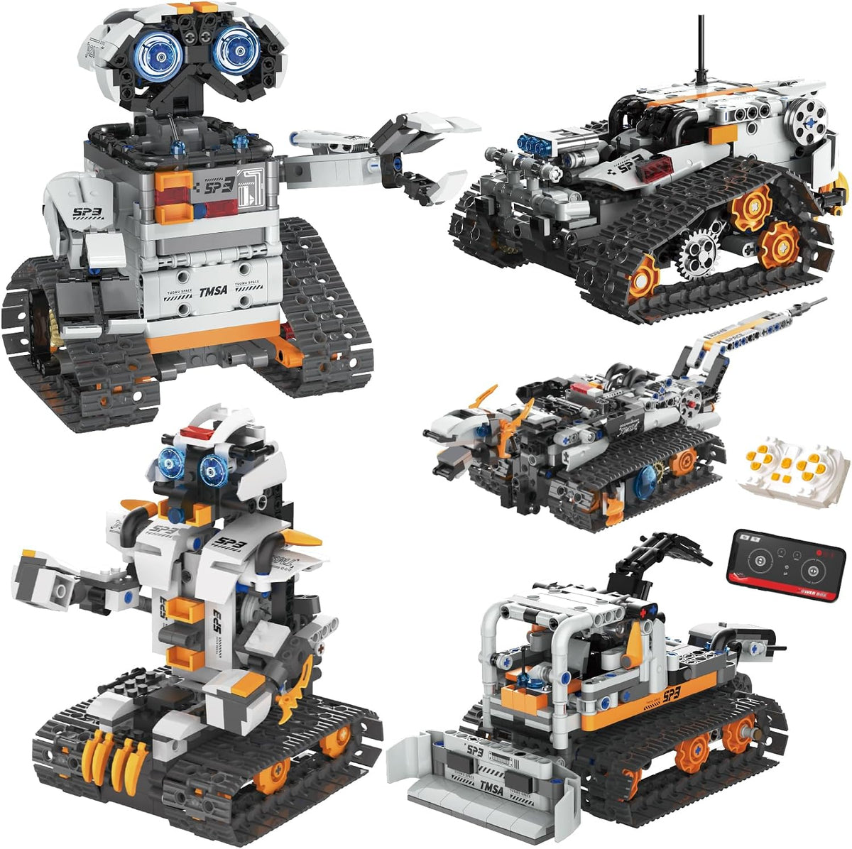 Assembled coding robot from a 757-piece 5-in-1 kit with remote – view 4