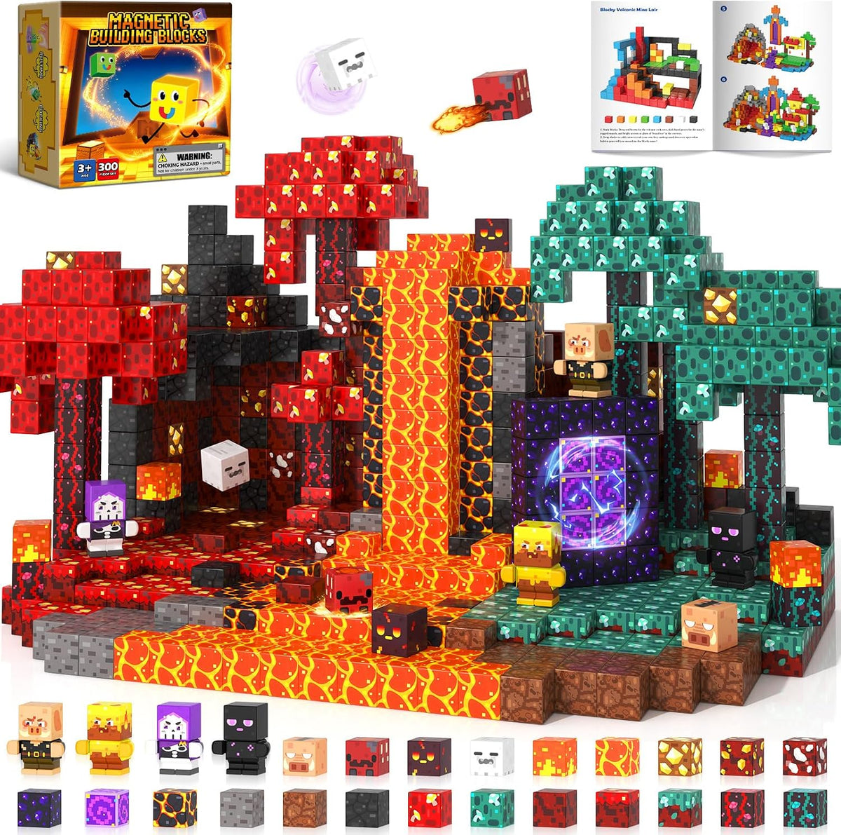 Pixel-style figure built from small magnetic cube blocks