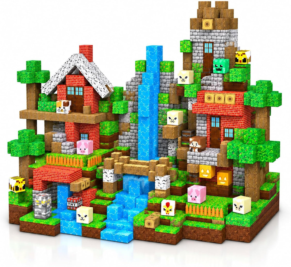 Colorful structures built from 300 small magnetic cubes