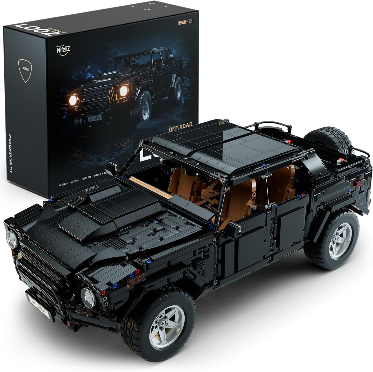 Rugged off-road car brick model with large tires