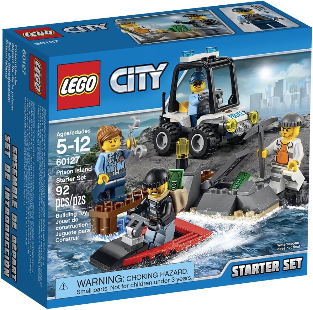 Brick-built police buggy chasing a crook's watercraft beside a small pier