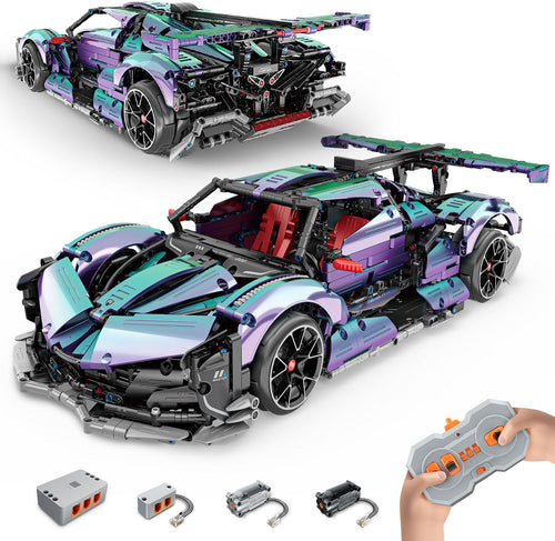 Technical-style brick sports car with low body and wide wheels