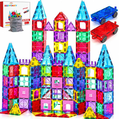 Colorful magnetic tiles built into 3D towers and houses – view 6