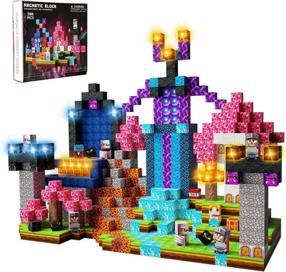 Magnetic 0.8-inch cube blocks built into a lava dig scene – view 6