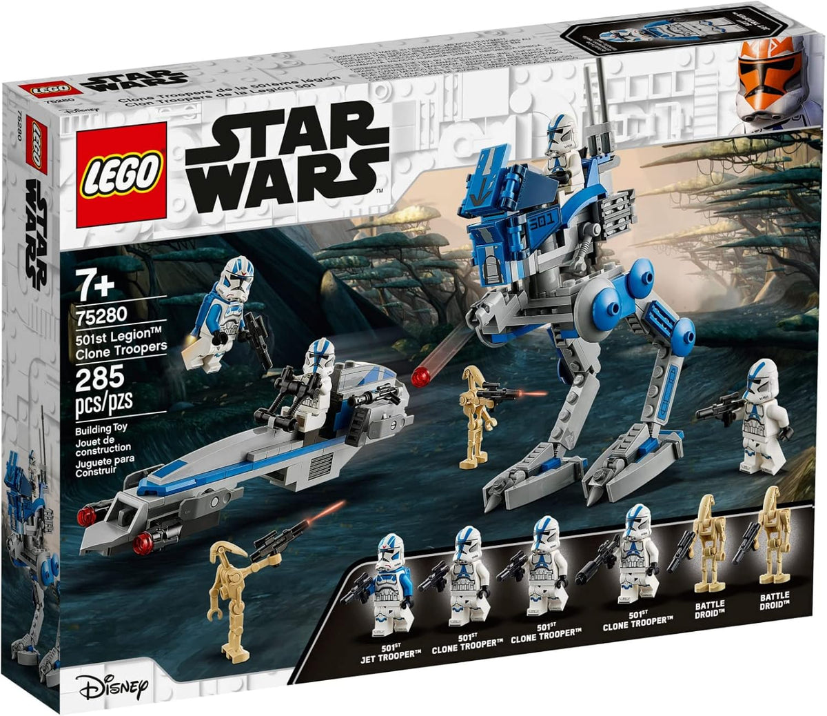 Brick walker and speeder vehicles with armored trooper figures and battle robots