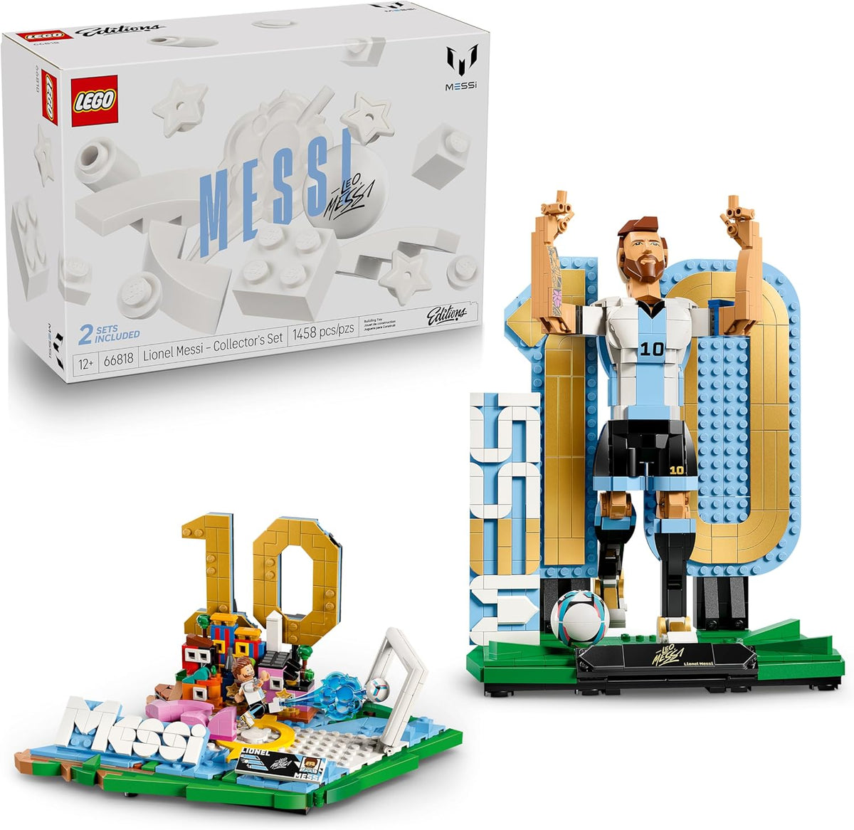 Brick-built soccer legend tribute display model