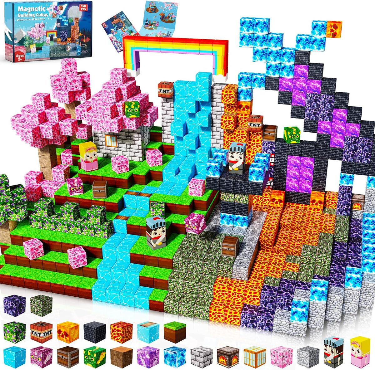 Magnetic cube blocks built into a small glowing house – view 6