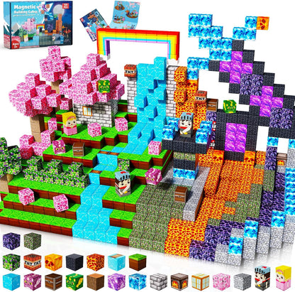 Magnetic cube blocks built into a small glowing house – view 6