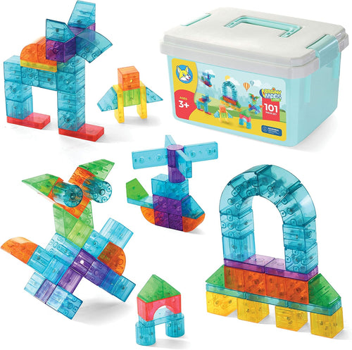 Colorful magnetic cubes stacked into a 3D shape