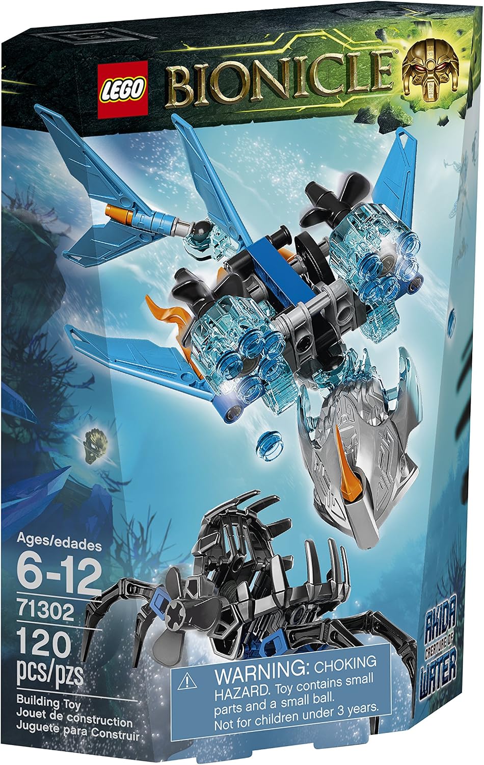 Brick-built blue water creature with fins and torpedo shooter