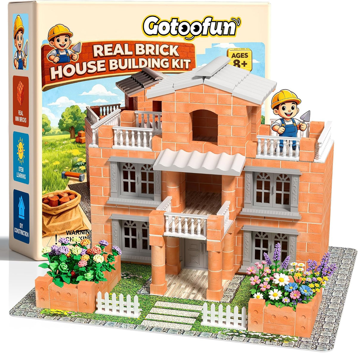 Miniature mansion built from real mini bricks and mortar