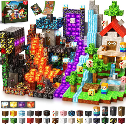 Magnetic cube blocks built into a small glowing house – view 5