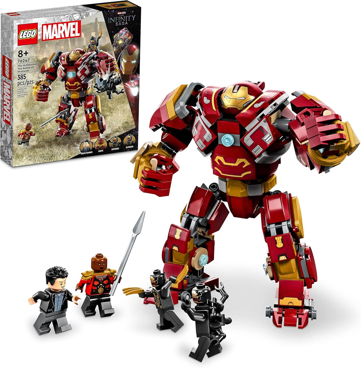 Brick-built posable mech suit with open cockpit and small figure