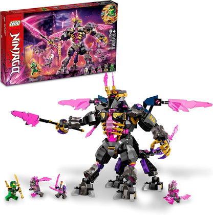 Brick-built crystal centaur creature with wings and sword facing a ninja figure