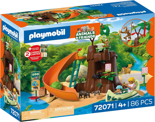 Large jungle tree playset with canoe and catapult