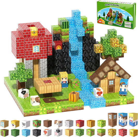Magnetic cubes built into a small forest scene