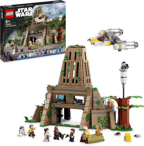 Built rebel jungle base brick set with watchtower tree and fighter craft
