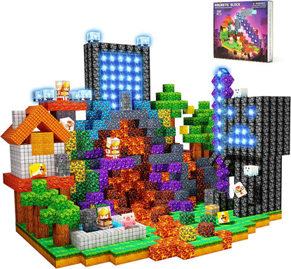 Magnetic 0.8-inch cube blocks built into a lava dig scene – view 7