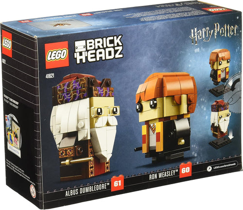 Two square-head brick wizard figures, one with ginger hair and one with gray beard