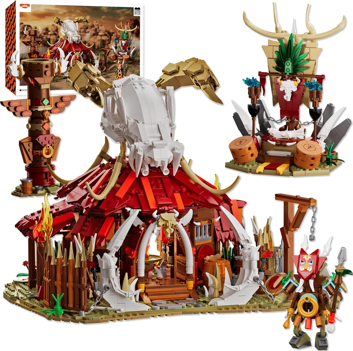 Fantasy orc horde modular brick buildings arranged as a display