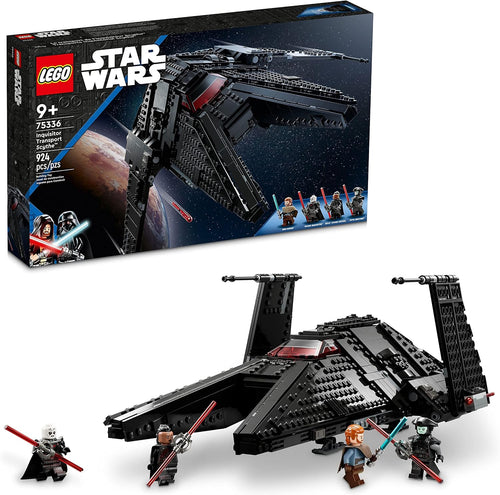 Brick-built pursuit starship with folding wings and figures