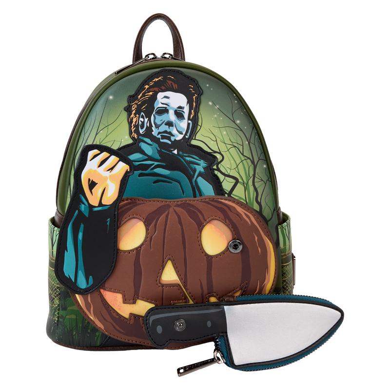 Loungefly Halloween Michael Myers Pumpkin Glow Mini Backpack with Coin Bag - View 5