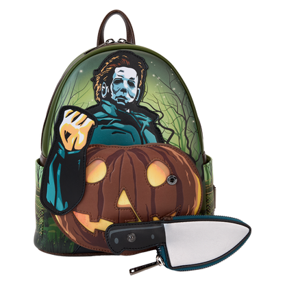 Loungefly Halloween Michael Myers Pumpkin Glow Mini Backpack with Coin Bag - View 5