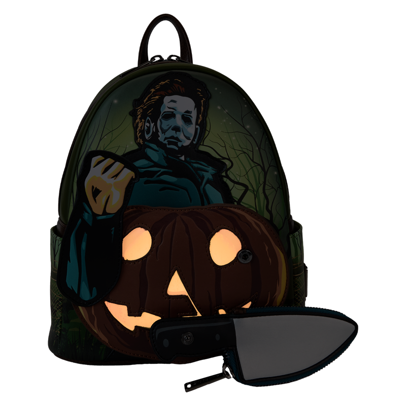 Loungefly Halloween Michael Myers Pumpkin Glow Mini Backpack with Coin Bag - View 6