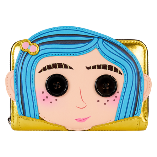 Loungefly Coraline 15th Anniversary Laika Doll Metallic Cosplay Zip Around Wallet