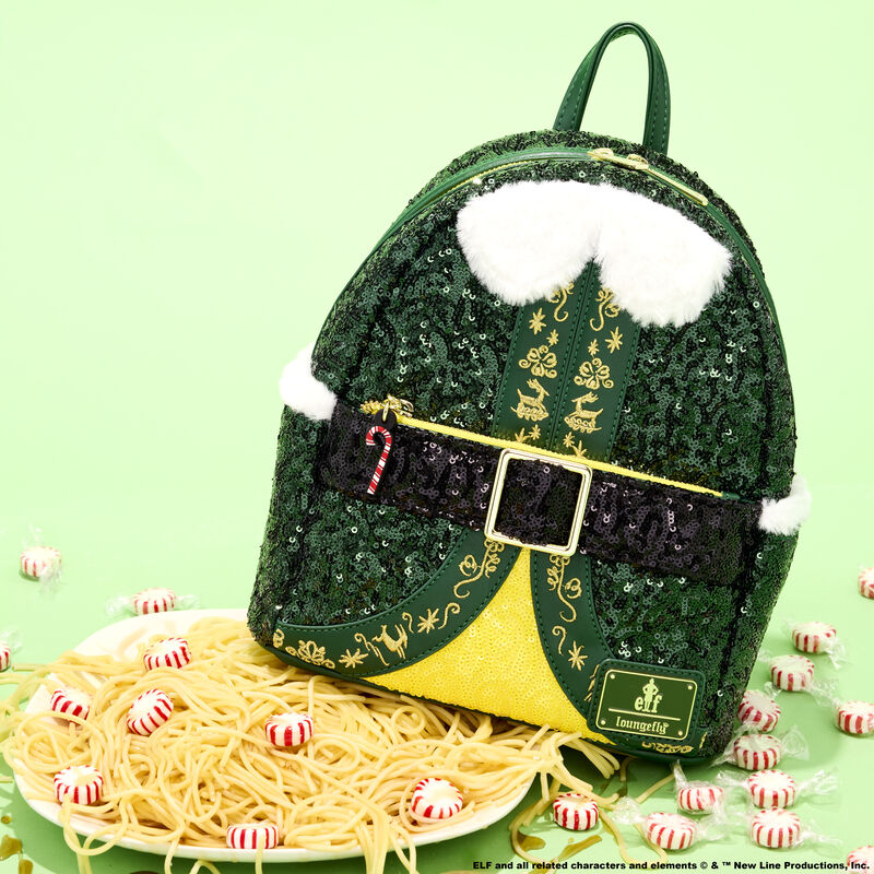 Loungefly Elf Buddy Sequin Cosplay Mini Backpack, Christmas Movie Bag - View 2