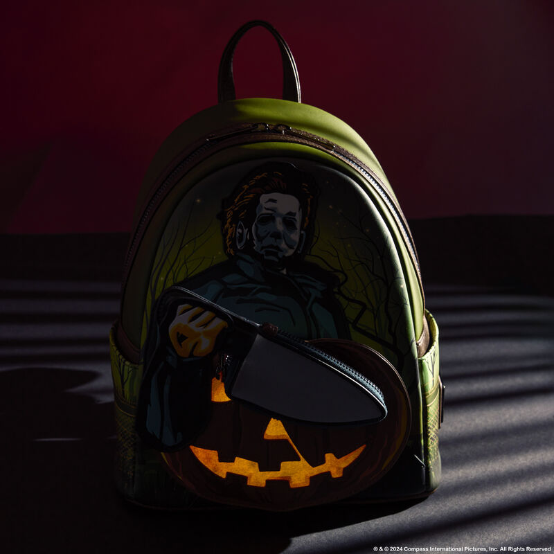 Loungefly Halloween Michael Myers Pumpkin Glow Mini Backpack with Coin Bag - View 3